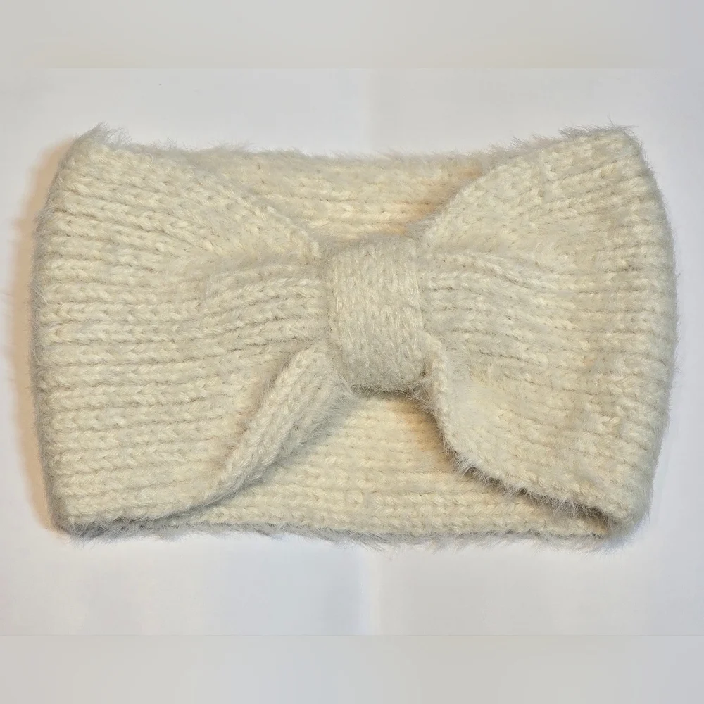 Soft Knit Cream Headband with Bow